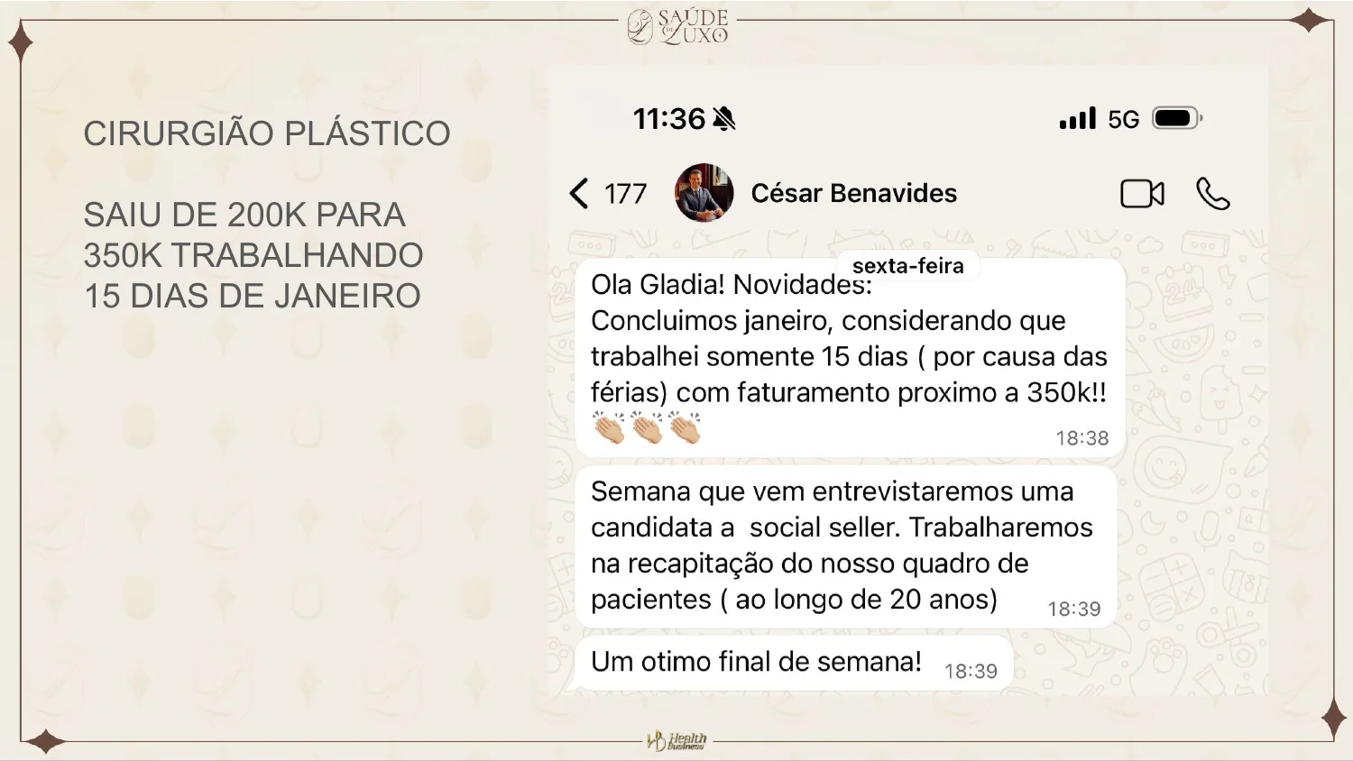 Cirurgião plástico: de 200k para 350k trabalhando 15 dias de janeiro